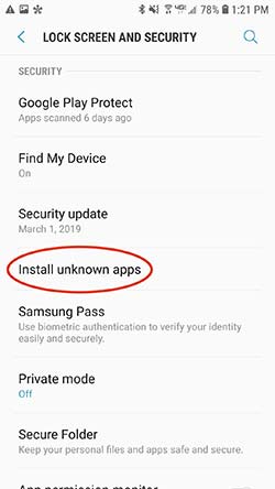 android security screen